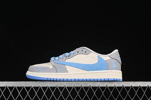 All categories Air Jordan Jordan series basketball shoes Air Jordan 1 Low High-end customized low-top sneakers Travis Scott x Fragment Design x Air Jordan 1 Low OG SP AJ1 LV joint gray and blue hook low-top cultural casual sneakers XS2024-059